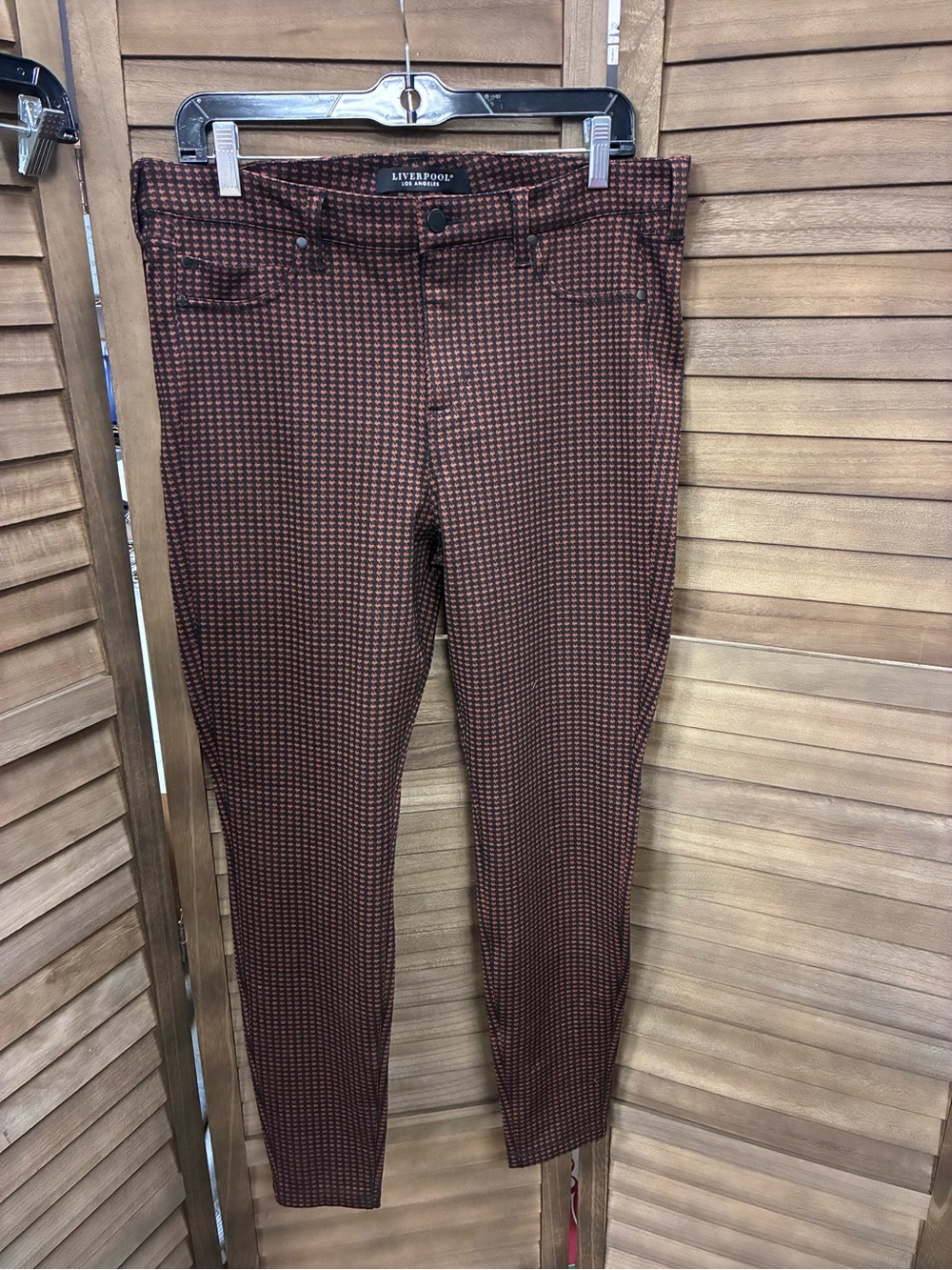 Liverpool Women's Skinny Pants in Brown and Black Mini-Check